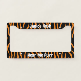 Custom Text Reverse Tiger Pattern License Plate Frame