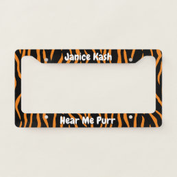 Custom Text Reverse Tiger Pattern License Plate License Plate Frame