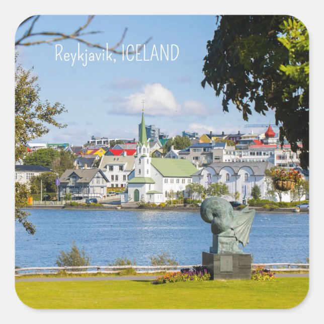 Custom Text Reykjavik, Iceland Square Sticker (Front)