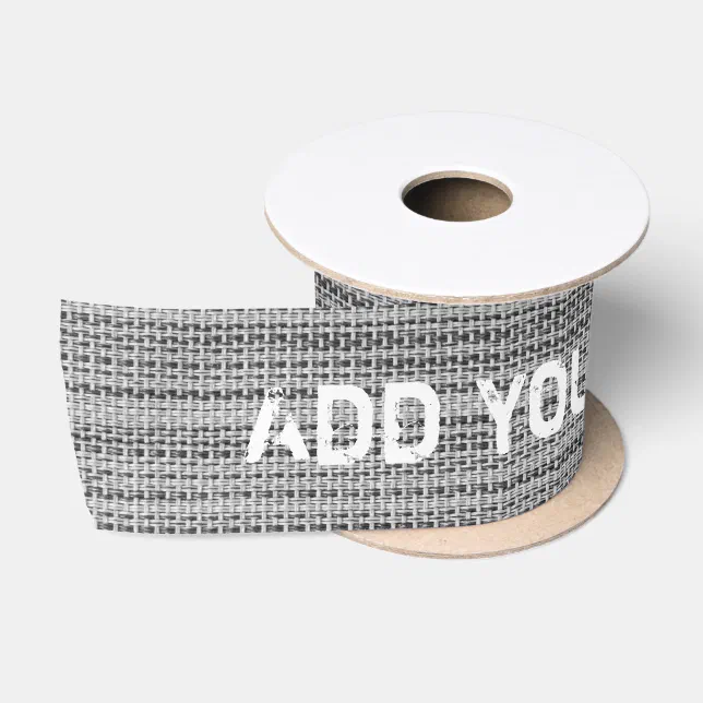 Custom Text Ribbon Custom Text Ribbon - Faux Gray Fabric | Zazzle