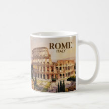 Custom Text Rome Italy Colosseum Retro Watercolor