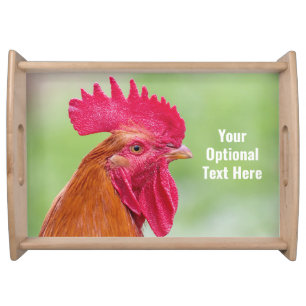 Custom Text Rooster Serving Tray