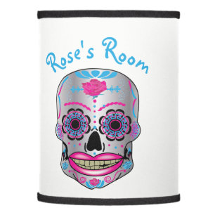 Custom Text Rose Candy Skull Lamp Shade