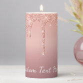 Rose Gold Candle Glitter Sparkle Drips Custom Text, Zazzle