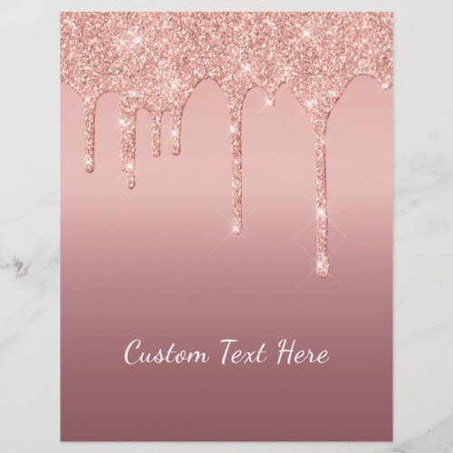 Custom Text Rose Gold Blush Glitter Letterhead