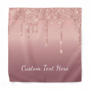 Custom Text Rose Gold Blush Glitter Sparkle Drips Bandana