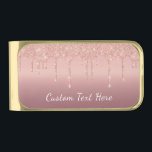 Custom Text Rose Gold Blush Glitter Sparkle Drips Gold Finish Money Clip<br><div class="desc">Custom Text Rose Gold Blush Glitter Sparkle Drips Pink Wedding or Party Supplies / Gift - Add Your Unique Text / Name or Remove Text - Make Your Special Gift - Resize and move or remove and add text / elements with customization tool. Design by MIGNED. Please see my other...</div>