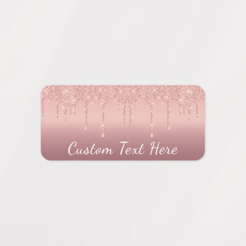 Custom Text Rose Gold Blush Glitter Sparkle Drips  Labels