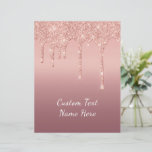 Custom Text Rose Gold Blush Glitter Sparkle Drips  Letterhead<br><div class="desc">Custom Text Rose Gold Blush Glitter Sparkle Drips Pink Wedding or Party Supplies / Gift - Add Your Unique Text / Name or Remove Text - Make Your Special Gift - Resize and move or remove and add text / elements with customization tool. Design by MIGNED. Please see my other...</div>