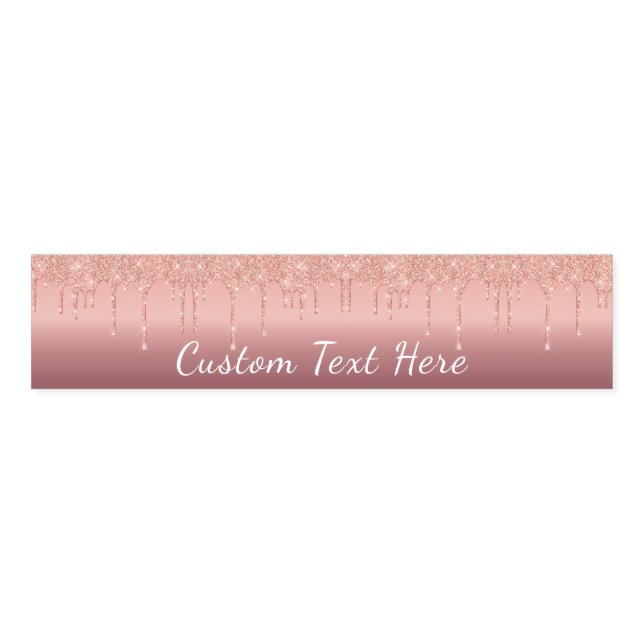 Custom Text Rose Gold Blush Glitter Sparkle Drips  Napkin Bands (Unfolded)