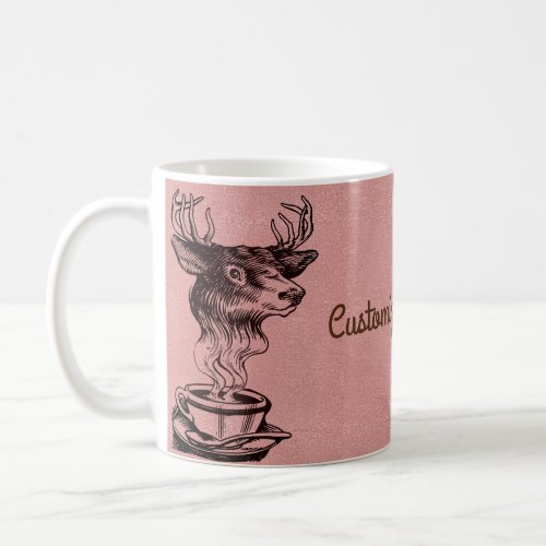 Custom Text Rose Gold Blush Metallic Pink Glitter Coffee Mug