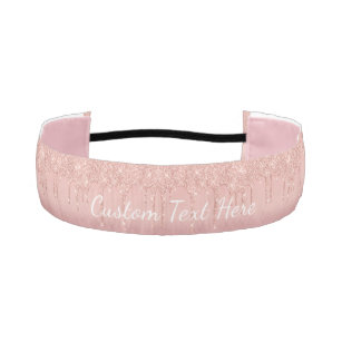 Custom Text Rose Gold Glitter Athletic Headband
