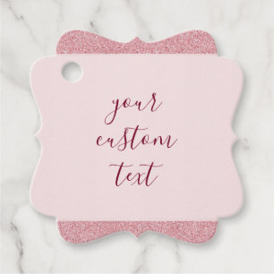 Custom Text Rose Gold Glitter Look Fancy Square Favor Tags