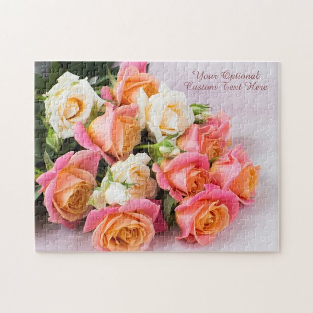 Custom Text Roses Jigsaw Puzzle (Horizontal)
