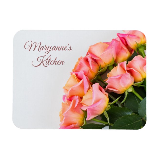 Custom text Roses magnet (Horizontal)