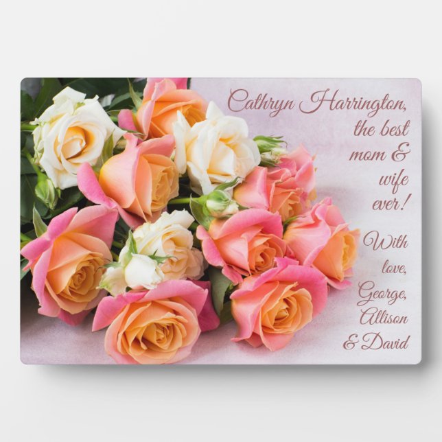 Custom text Roses plaque (Front)