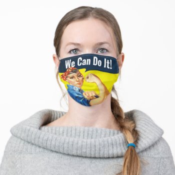 Custom Text  Rosie The Riveter "we Can Do It!"  Adult Cloth Face Mask by RWdesigning at Zazzle