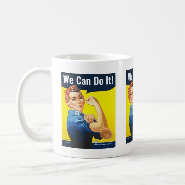 Custom text, Rosie the Riveter "We Can Do It!", Coffee Mug (Left)