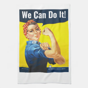 Custom text, Rosie the Riveter "We Can Do It!", Kitchen Towel