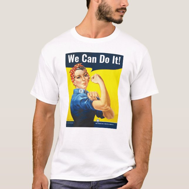 Custom text, Rosie the Riveter "We Can Do It!", T-Shirt (Front)