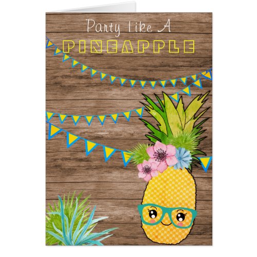 Custom Text  Rustic Party Pineapple Kawaii Beach