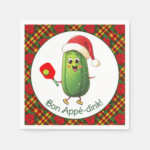 Custom text Santa's Pickleball Rally Napkins