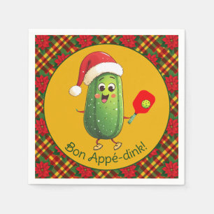 Custom text Santa's Pickleball Rally Napkins