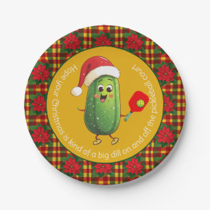 Custom text Santa's Pickleball Rally Paper Plates