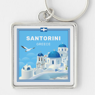 Custom Text Santorini Greece Keychain