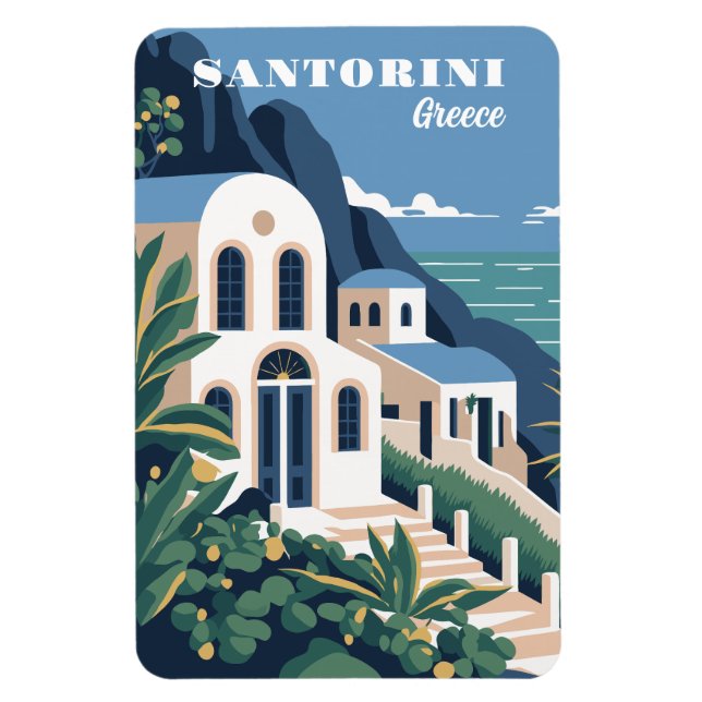Custom Text Santorini Greece Magnet (Vertical)
