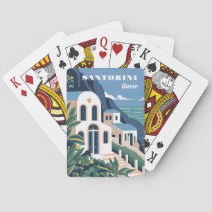 Custom Text Santorini Greece Poker Cards