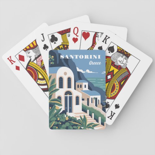 Custom Text Santorini Greece Poker Cards