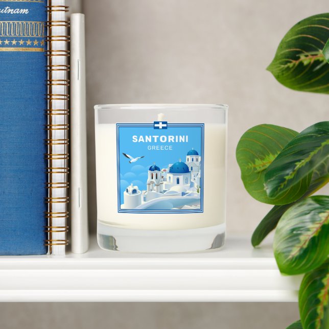 Custom Text Santorini Greece Scented Candle (Shelf)