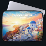 Custom Text Santorini Greece Sunset Laptop Sleeve<br><div class="desc">Change or delete the text fields if you wish. Further using the editing tool,  you can change each font and its size and color if you wish. See my store for more Greece items.</div>