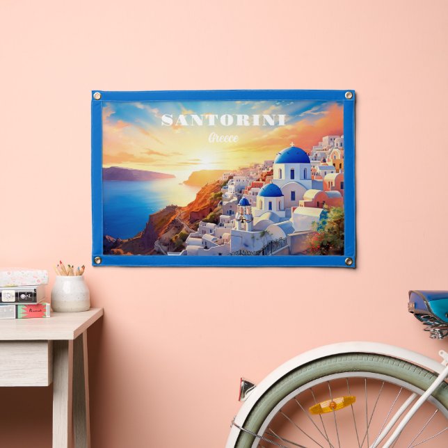 Custom Text Santorini Greece Sunset Pennant (Insitu 2)