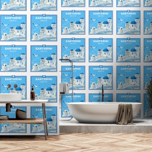 Custom Text Santorini Greece Wallpaper