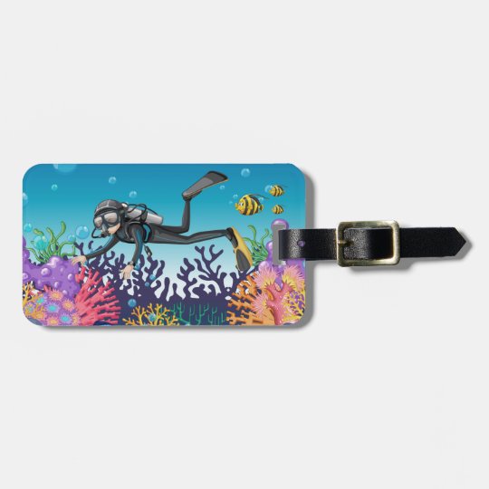 Custom text Scuba Diver luggage tags