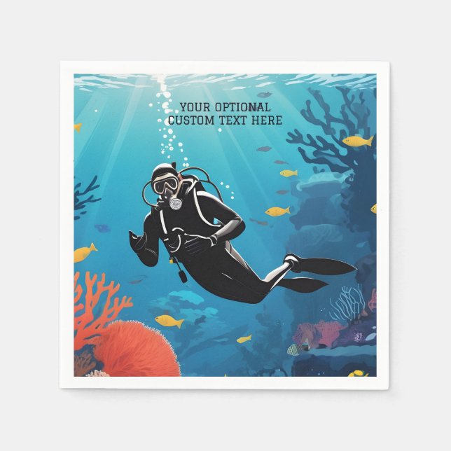 Custom Text Scuba Diver Napkins (Front)