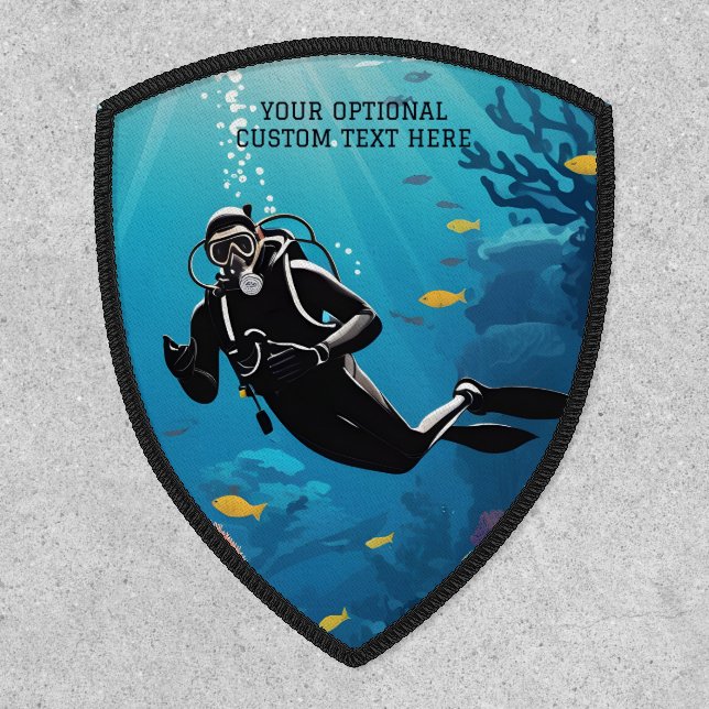 Custom Text Scuba Diver Patch (Front)