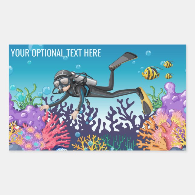 Custom text Scuba Diver stickers (Front)