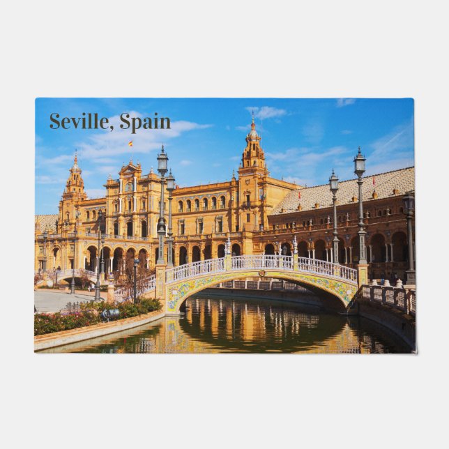 Custom text Seville Spain doormat (Front)
