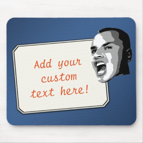 Custom Text Shout on Blue Gradient Mouse Pad