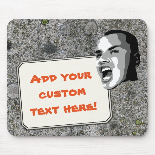 Custom Text Shout on Mossy Gray Granite Mouse Pad (Front)