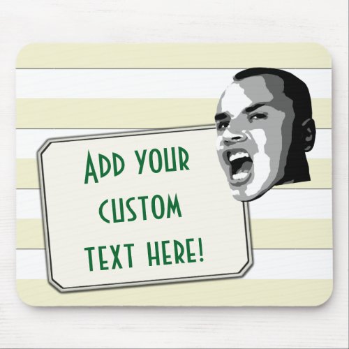 Custom Text Shout on Pastel Yellow Stripes Mouse Pad