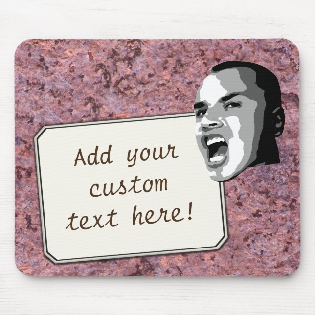 Custom Text Shout on Pink Rock Texture Mouse Pad (Front)
