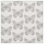 Custom Text Silver Gray Art Deco Butterfly Pattern Fabric