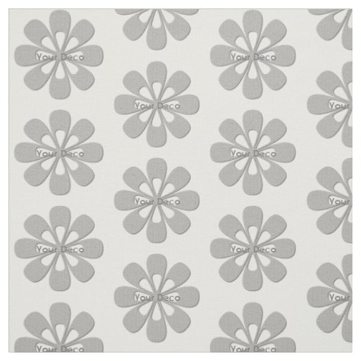 Custom Text Silver Gray Art Deco Flower Pattern Fabric