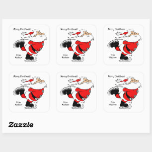 Custom Text Skating Santa Square Sticker