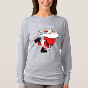 Custom Text Skating Santa T-Shirt