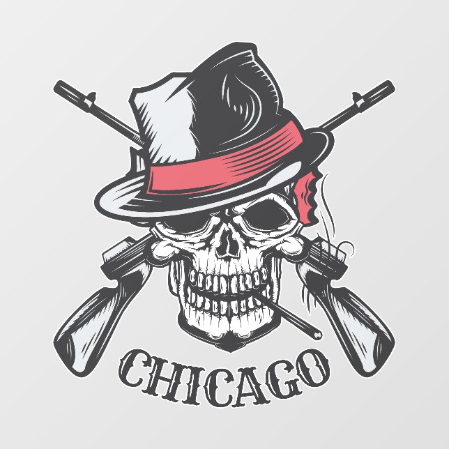 Custom text Skull & Guns Wall Decal (Front)